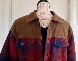 Wrangler Men's Sherpa-Lined Flannel Heavyweight Shirt Jacket with Canvas Yoke M